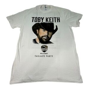Toby Keith Tailgate Party Concert Tour White Graphic T‎ Shirt Mens
